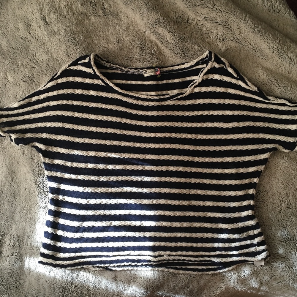 Black and White Striped Crop Top